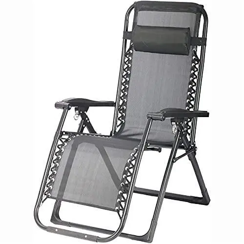 chaise longue pliante, solide et confortable, noir chaise longue pliante, solide et confortable, noir