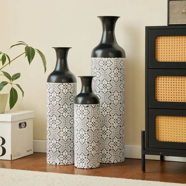 lot de vases décoratifs modernes (3 pièces) noir et blanc lot de vases décoratifs modernes (3 pièces) noir et blanc