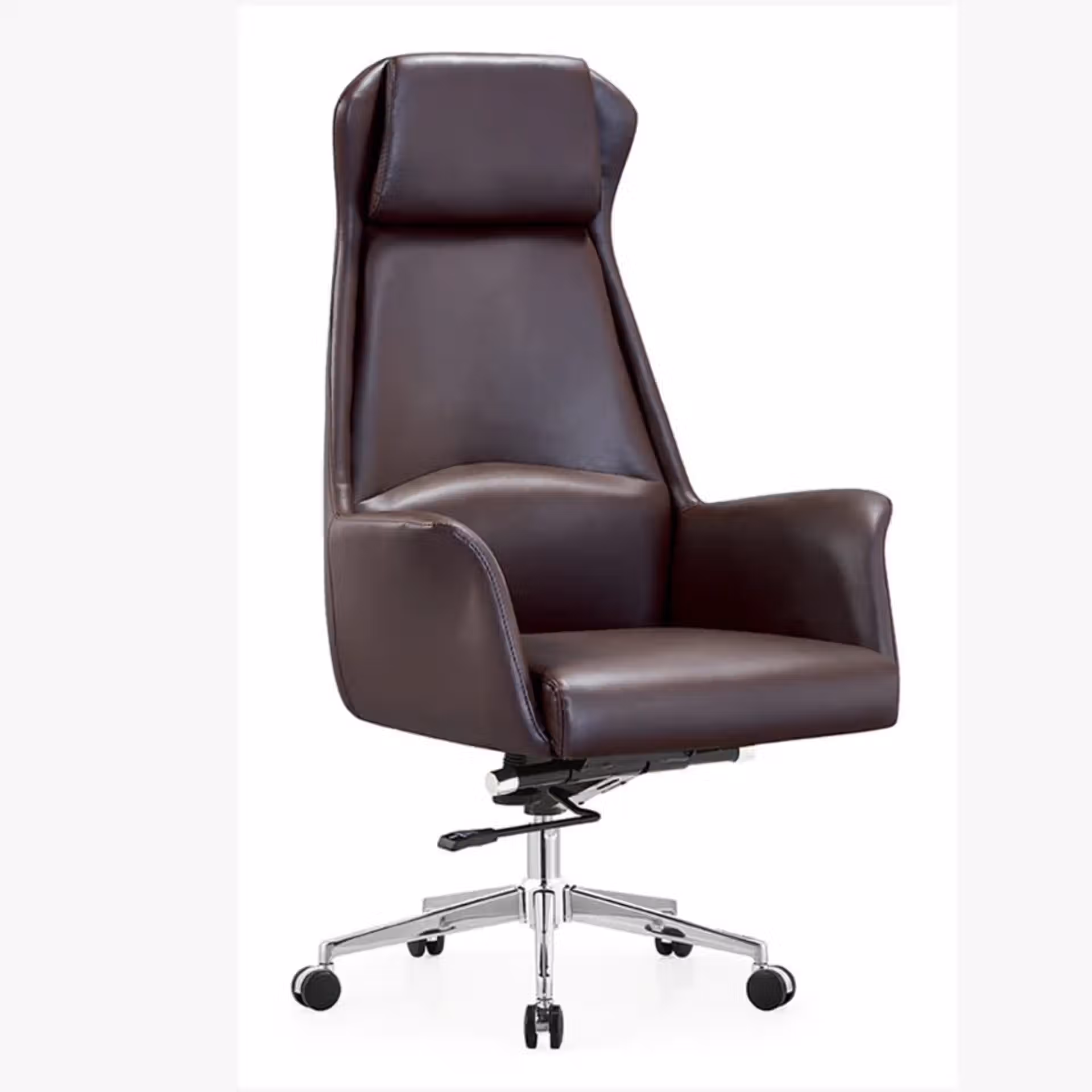 chaise de direction en similicuir avec dossier haut, marron mar23