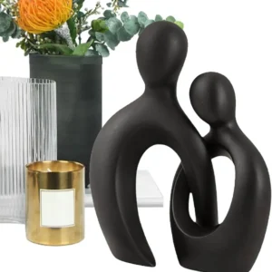 deux vases en statue abstraite, céramique en couple noir 5380b