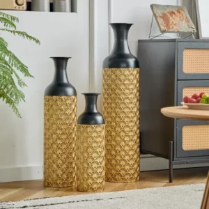 lot de vases décoratifs modernes (3 pièces) noir doré