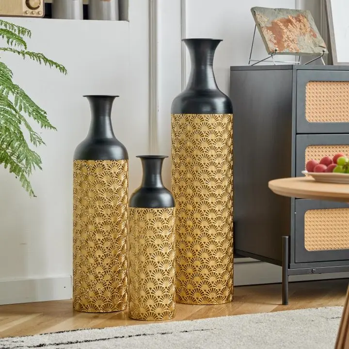 lot de vases décoratifs modernes (3 pièces) noir doré lot de vases décoratifs modernes (3 pièces) noir doré