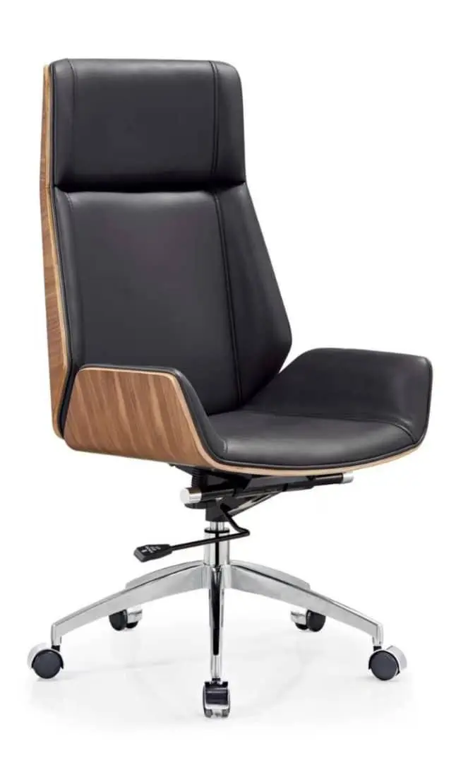 chaise de bureau directionnelle revêtement en simili cuir noir, structure et finition en bois dp24 nb chaise de bureau directionnelle revêtement en simili cuir noir, structure et finition en bois dp24 nb