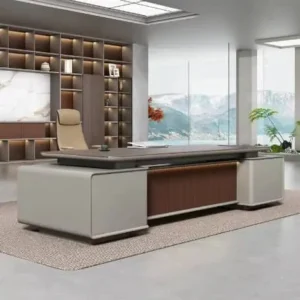 bureau presidentiel avec bibliotheque