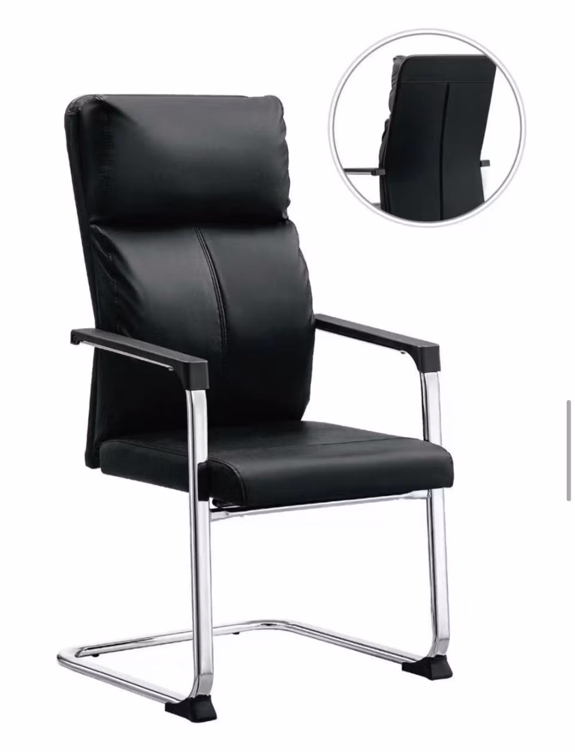 chaise directeur ou visiteur en simili cuir avec accoudoirs et piètement traîneau