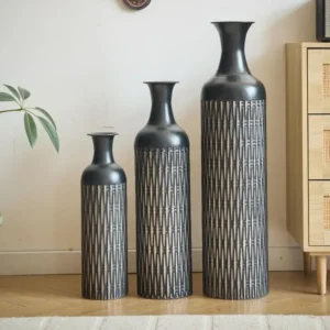 lot de vases décoratifs modernes (3 pièces) noir