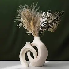 deux vases en céramique design blanc 25251w