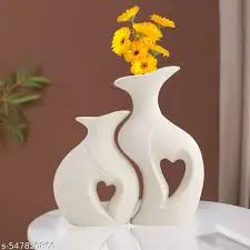 deux vases en céramique contemporain cœur 5383w